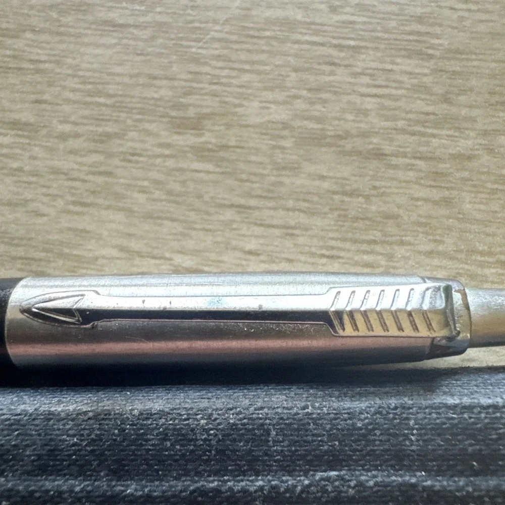 Vintage Parker T-Ball Jotter Dark Black/Silver Pen w/Halo & Arrow Late 80's-90's
